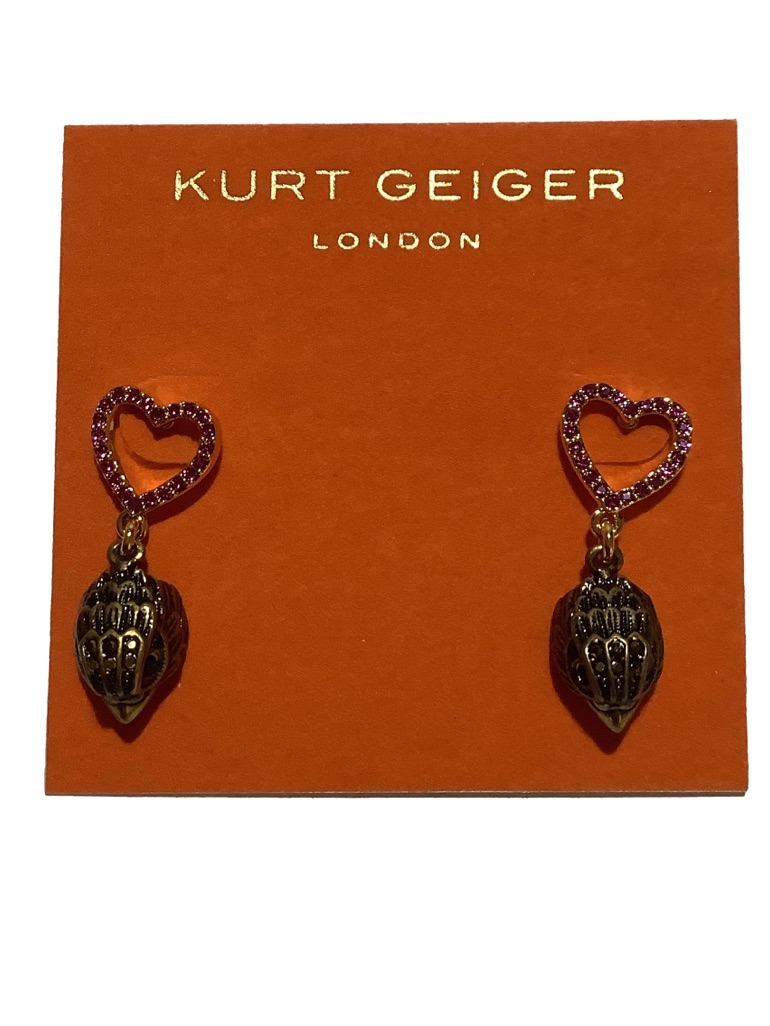 Kurt Geiger London Crystal Heart Eagle Drop Earrings New